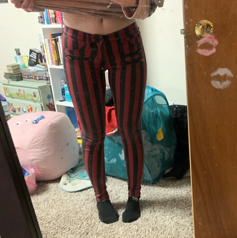 Blackheart Red and Black Striped Jeans